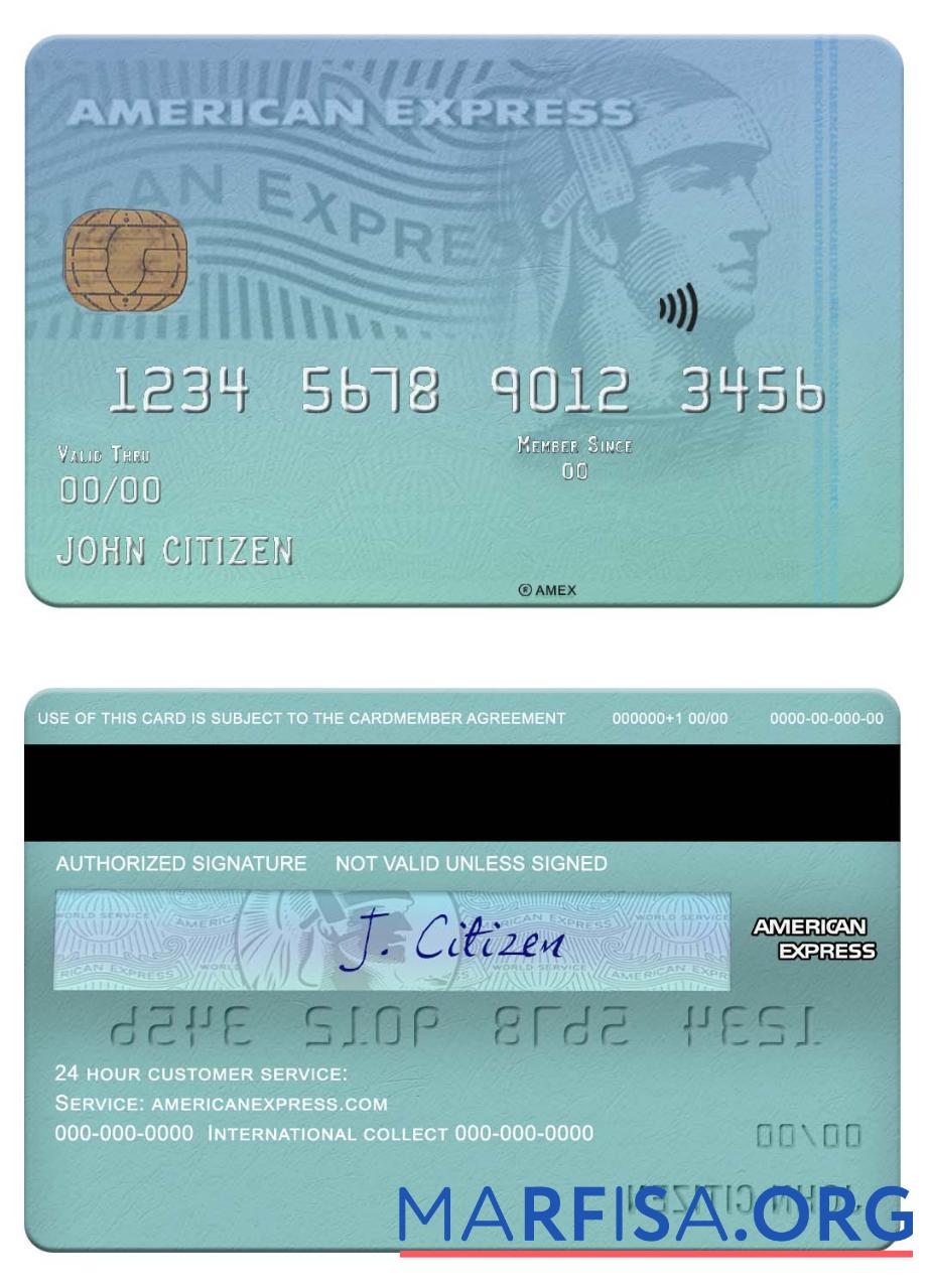 Downloadable USA New York CFSB bank amex card template